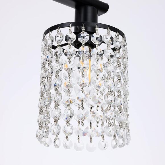 Black Bathroom Light Fixtures, 3-Light Crystal Vanity Lights Over Mirror | NEW - Picture 7 of 8